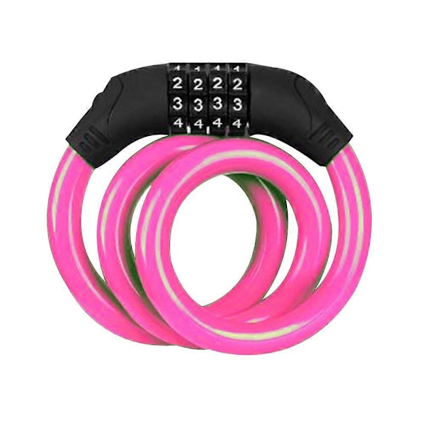 Cykellås Mountainbike stöldskyddslås Cykel fyr-siffrigt lösenordslås mountainbike färg vajerlås säkerhet stöldskydd Pink