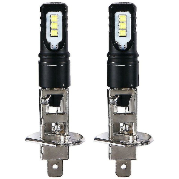 2x H1 6000k Super Bright White 6000lm Drl Led-strålkastarsats Helljus