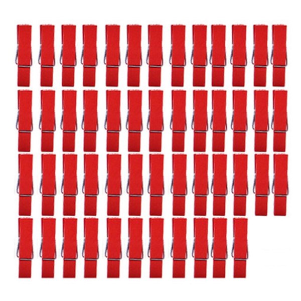 50 st Rostbeständiga Klädnypor i Trä Fotohängande Klämmor Dekorativa Klädnålar Färgglada Träklädnypor Röd Red