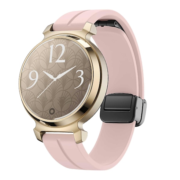 Garmin Lily 2:n silikoninen ranneke magneettisella taittuvalla soljella Pink Black Buckle