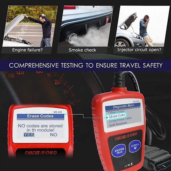 OBD ATV Motorcykel Anslutningskabel OBD2 till 8 Pin Diagnostisk Adapter+MS309 OBD2 Scanner MultiLangua