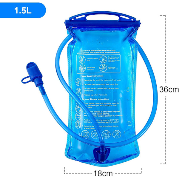 Hydratationspussi, 3 L 2 L 1,5 L Vedenpitävä BPA-vapaa, 3 litran suuriaukkoinen vesisäiliö, vuotovarma