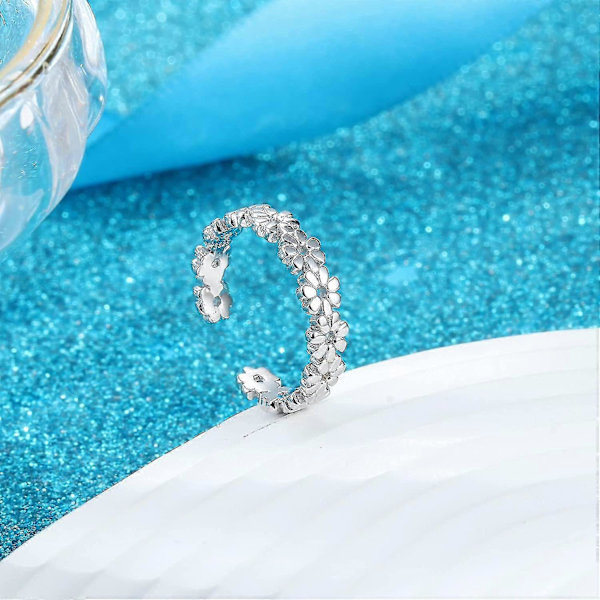 Tåringar för kvinnor 925 Sterling Silver Tåring Sandaler Justerbar Öppen Manschett Gåva