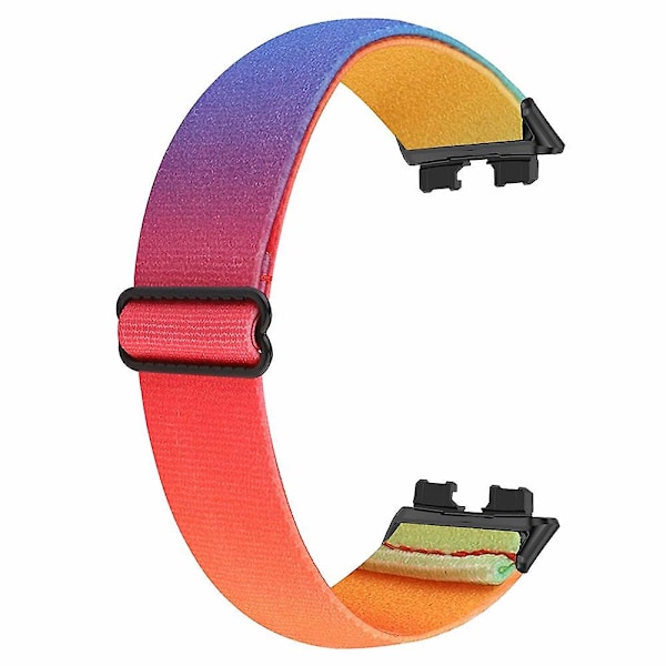 Bohemian Style Elastisk Nylon Smartwatch Rem til Huawei Band 8 - Udskiftning Multicolor, Rainbow Style H Huawei Band 8