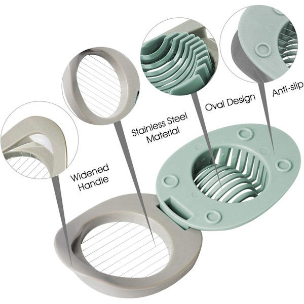 Eggeskjærer med rustfritt ståltråd, multifunksjonell eggekutter for jevn kutting av kokte egg, skinke, banan og jordbær