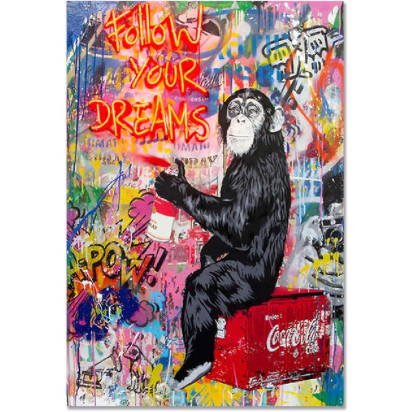 Palapeli 1000 palaa Banksy Street Graffiti Collage Affe julistepuuta aikuisille Lasten pelit Opetuslelu, ainutlaatuiset lahjat - Ympäristöystävällinen ja eloisa väri 500 Piece