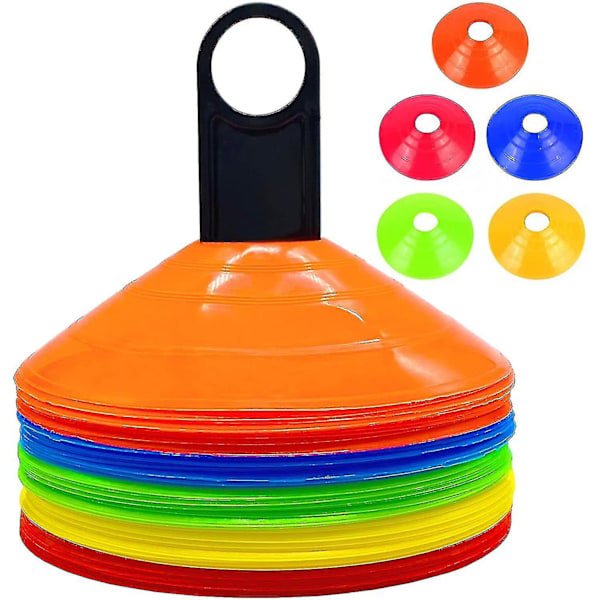 50 Pak Sports Disc Kegler, Plastik Agility Kegler, Markering Kegler Med Holder Til Træning, Spil, Basketball, Fodbold, Børn, Sport