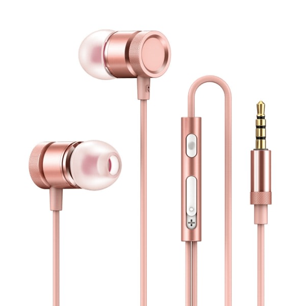 In-ear-hörlurar med inbyggd mikrofon och volymkontroll för iOS- och Android-enheter i grossistledet Rose gold