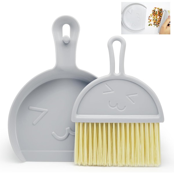 Mini støvbrett og børste, kost og støvbrett sett, bærbar rengjøringsbørste og støvbrett combo, perfekt for støv, smuss og smuler, ideell for de fleste harde overflater