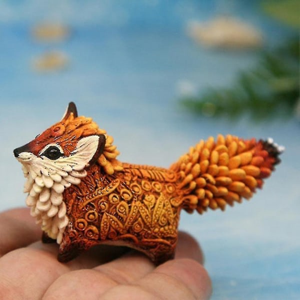 Søt Mini Totem Fox Leker Håndverk Ornament Hjem Skrivebord Dekorasjoner Gaver
