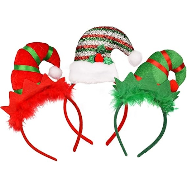 3 stk Nisse Hodebånd Jule Hodebånd Nisse Hodeplagg Hårbøyler for Juleferie Fester Bilder Bås Gaver