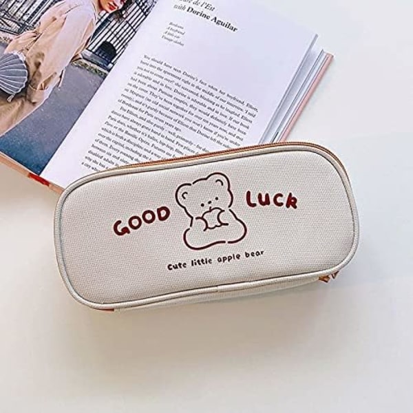 Söpö kynäkotelo, suuri kapasiteetti, kynäpussi, Kawaii-kirjoitustarvikkeet, kynäkotelot opiskelijoille, teini-ikäisille tytöille, lukio, korkeakoulu, toimistokansio, karhu