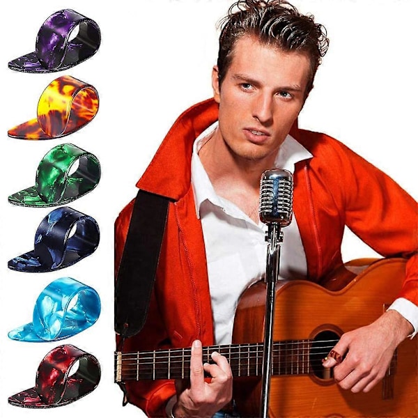 Gitarrplektrum, 12 st Gitarr Tumme Fingerplektrum Celluloidplektrum Plektrum Gåva för El- och Akustiska Gitarrer, Ukulele, Bas