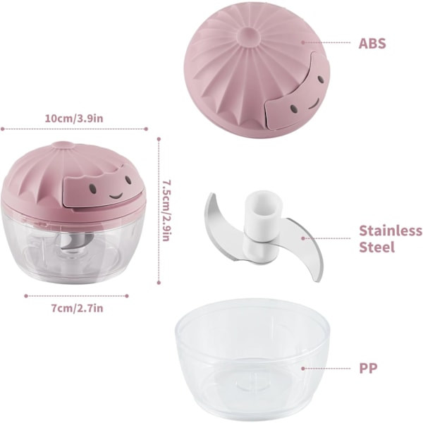 Håndholdt Hvitløkshakker Mini Manuell Mathakker for Kjøkken Løkhakker Knuser Hvitløkskniv Blå 160ml Rosa Blå 160ML