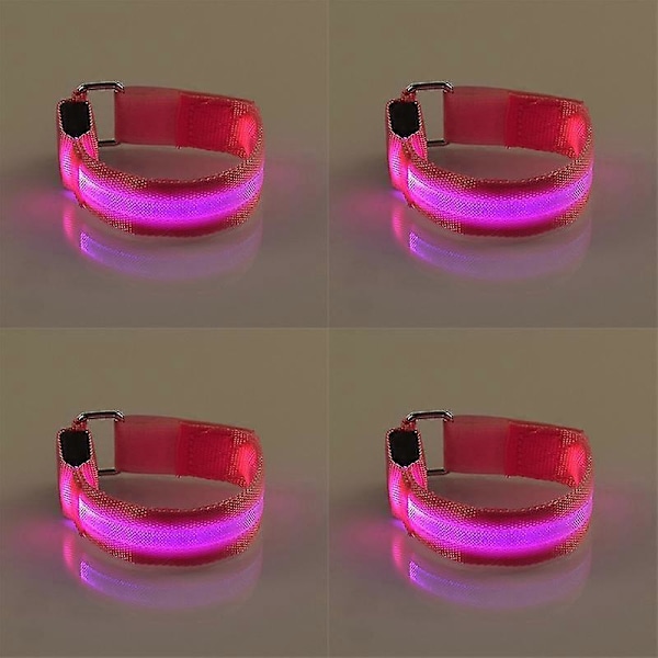 4 stk LED-lyshestebensikkerhedssele Hestemarksbånd Natridning Udstyr Udendørs Sport Rideudstyr Pink 4pcs CN