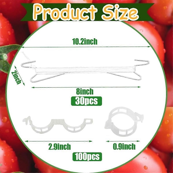 Tomatkroge med snor, plantestøtteclips, tomatstøttekrog til klatreplanter, tomatholderkroge