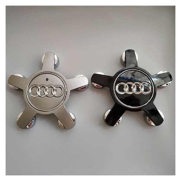 Set med 4 navkapslar 4F0601165 N hjulemblem, för 135 mm navkapslar för Audi (grå)