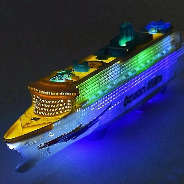 Sähköinen vilkkuvat LED-valot ja äänet -lelu lapsille - Värikäs Ocean Liner -risteilyalus - 50x11x6 cm/19.7x4.3x2.3 tuumaa