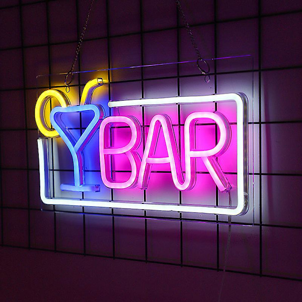1 stk. Neon LED Bar Neon Bogstav Vægkunst Lysskilt USB Neonlampe til Bar Klub Fest Deco Gave Festdekoration, 42*22cm