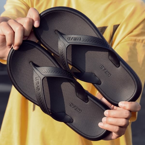 Summer Beach Outdoor Sports Sandals with EVA Durable Rubber Business Trend Street Flip Flops Men Cool Home Bath Slippers Gray Size 43-44