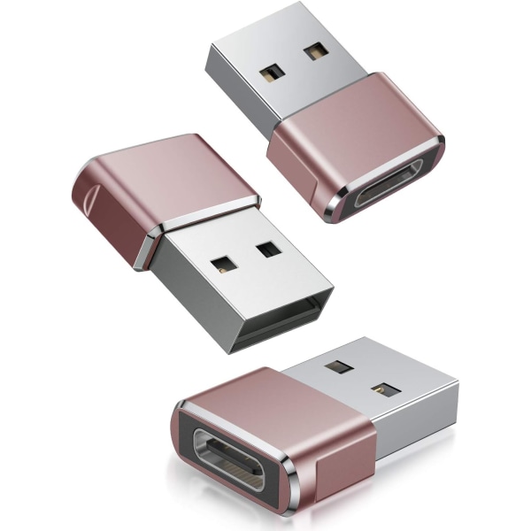 3-pack USB C-adapter, Typ C hona till USB A hane laddningskabelkonverter för Apple Watch Ultra iWatch Series 8 7 9, iPhone 11 13 14 16 Plus Max Pro