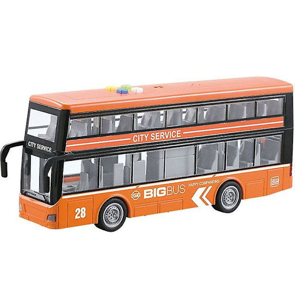 Legetøjsbilmodel Gave Til Børn Cool Stilfuld Lys Musik Inerti Bus Bus Simulation Orange double deck bus (912a)