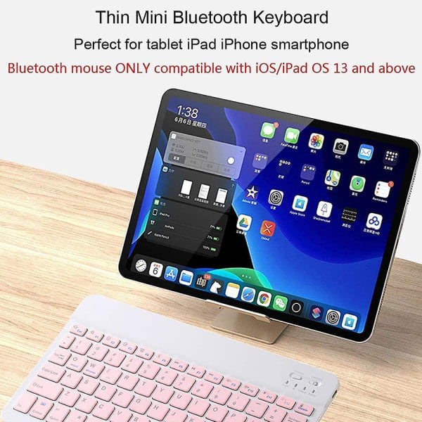 Ladattava Bluetooth-näppäimistö ja hiiri -yhdistelmä, ultraohut kannettava kompakti langaton hiirisetti Android Windows -tabletille, puhelimelle, iPadille, iOS:lle, vaaleanpunainen pink