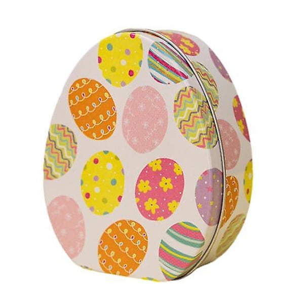 God Påske Gaveeske Flat Egg Form Godteriboks Tegneserie Kaninmønster Bærbar Jernkunst Kjeks Kakeboks Barne Gaveeske Påskefest Gunst E