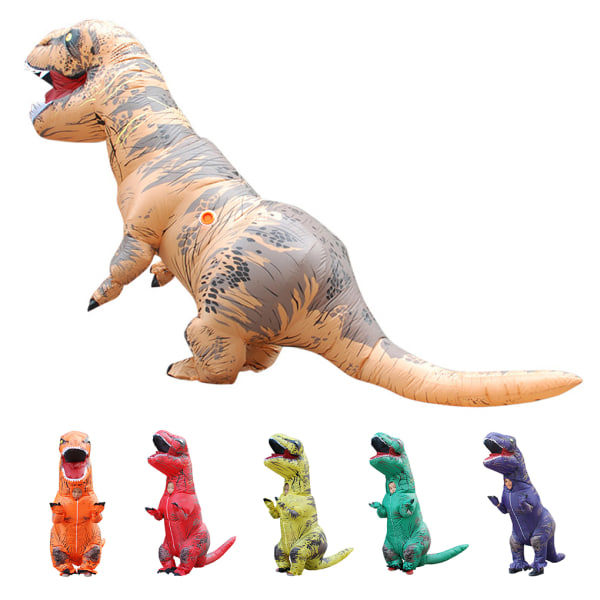 Oppustelig dinosaur kostume cosplay fancy dress halloween børn grøn voksen orange børn oarnge kids