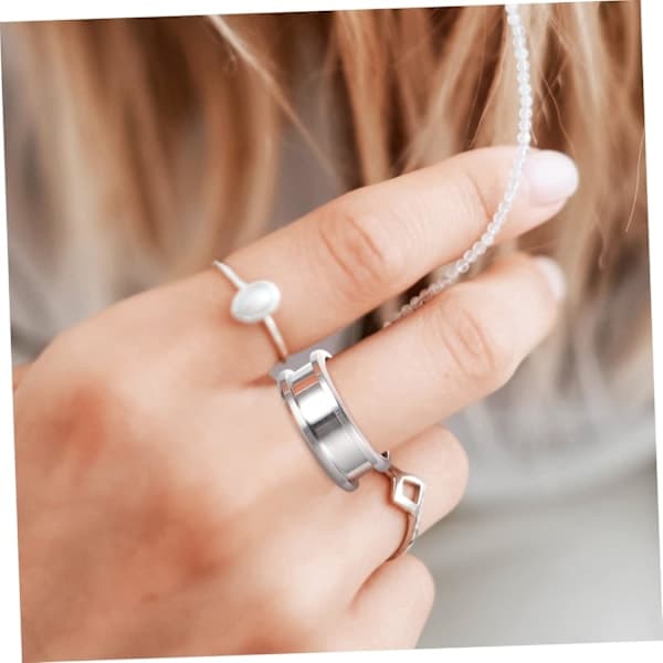 18 stk. riflede enkle fingerringe Smykkeringe i rustfrit stål Trendy stabling