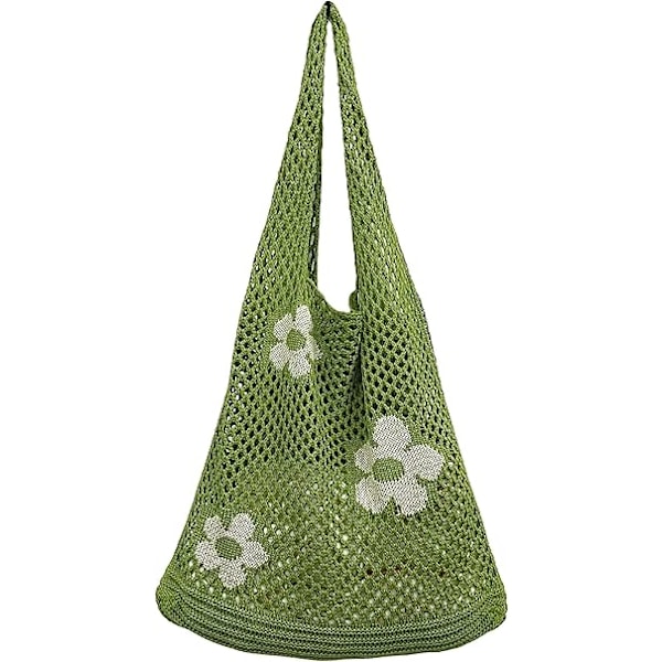 Kvinners heklede håndvesker sommer strand vevde vesker boho strikkede skulder vesker blomster shopping reise casual vesker for festivaler
