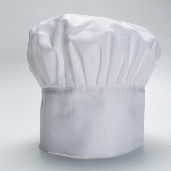 2 stk Kokkehat for voksne, hvid kokkehue til mænd, kvinder, justerbar køkkenhat med elastik, professionel genanvendelig kokkehat