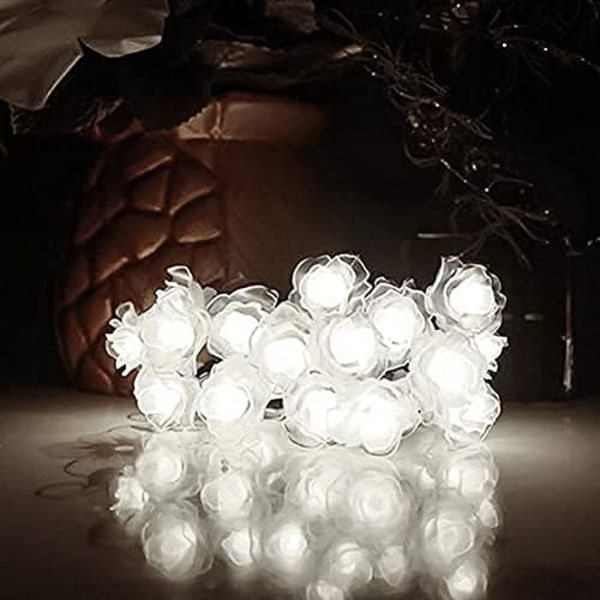 Solcelled Julelys, 30 LED Vanntette Rosehagedekorasjoner Cool White