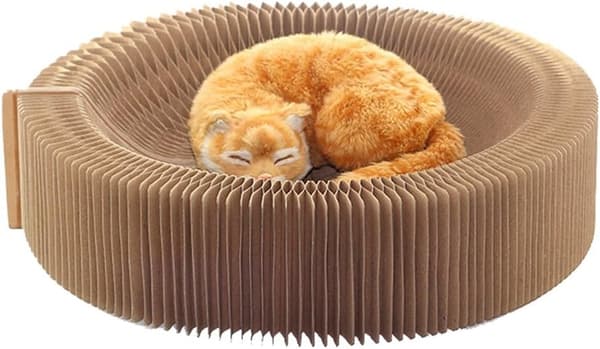 Kattelounge i papp, sammenleggbar bølgepapp kattseng klorebrett