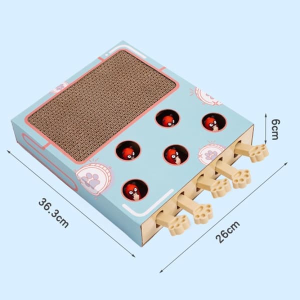 Whack-A-Mole Kattleksak med Klösbräda - Interaktivt Träintelligensspel för Innekatter, 1-pack