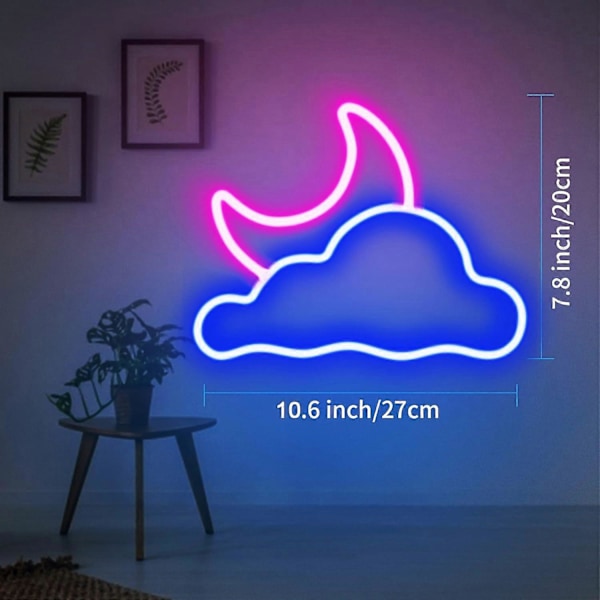 Neon Skilt, Sky og Måne LED Neon Lys, Neon Lys Skilt til Vægdekoration USB