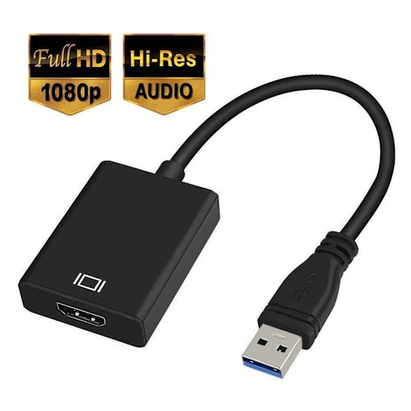 USB 3.0 til HDMI-adapter HD 1080P Videokabeladapterkonverter med lydutgang