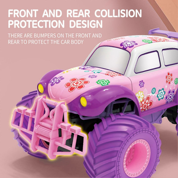 Fjernstyret Bil til Piger 2.4GHz Sød Pink og Lilla Fjernstyret Klatrebil Genopladelig Off-Road Legetøjsbil Pink and Purple 1 Battery