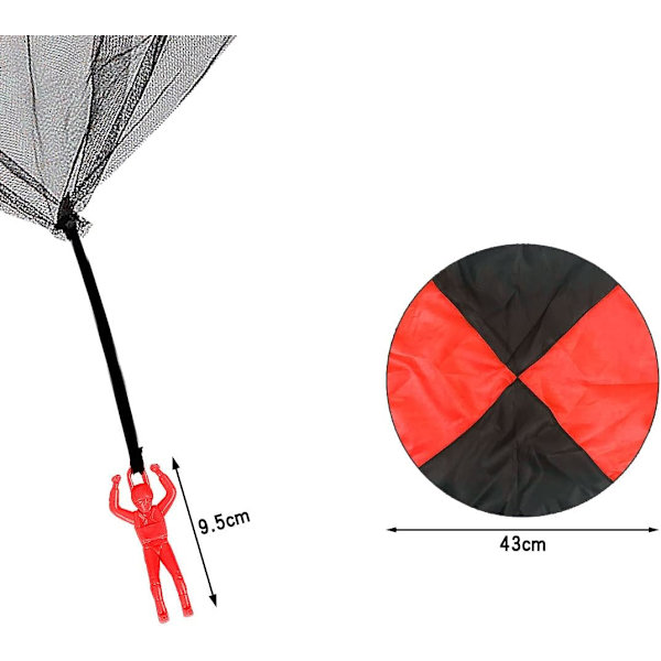 2-pack Fallskärmsleksoldater - Handkastade Arméfigurer för Barnens Fallskärmsflygande Leksaker - Blå & Röd - Perfekt för Både Pojkar och Flickor!