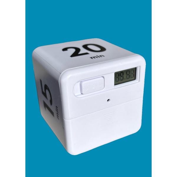 Terningtimer til tidsstyring og køkkentimer, træningstimer, roterende digital timer, workshops, Pomodori (15-20-30-60 minutter)
