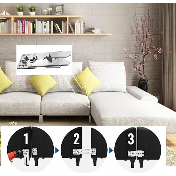 Sofakobling, metal, med skruer, 4 stk. sofakobling, modulær sofakobling, skruer, modulær sofa, møbelreservedele