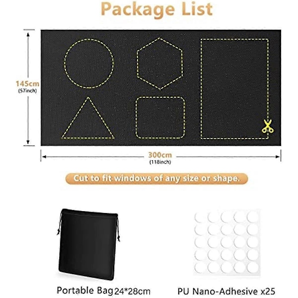 300x145cm Tillfälliga Mörkläggningsgardiner Bärbara Lätt Att Fästa På Inga Borrgardiner Mörkläggningsgardiner För Sovrum Mörkläggningsgardiner För Sovrum Barnkammare Loft