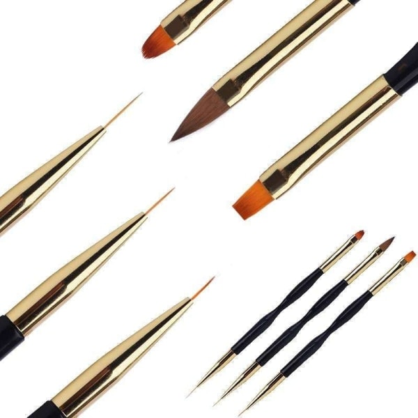 3 stk. Akryl/UV Pensler negle - Twist - Guld Sort