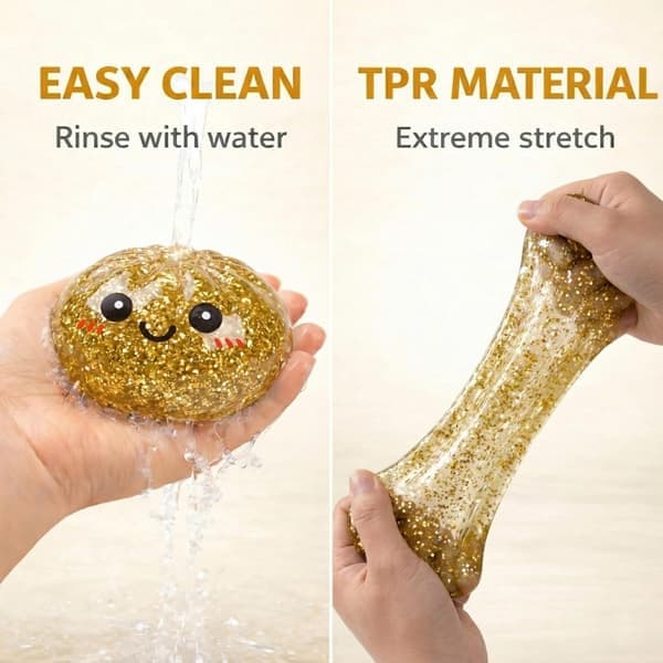 Glitter Dumpling Squishies Mystery Box, Myk Dumpling Stressavlastende Sensorisk Leketøy for Voksne gold