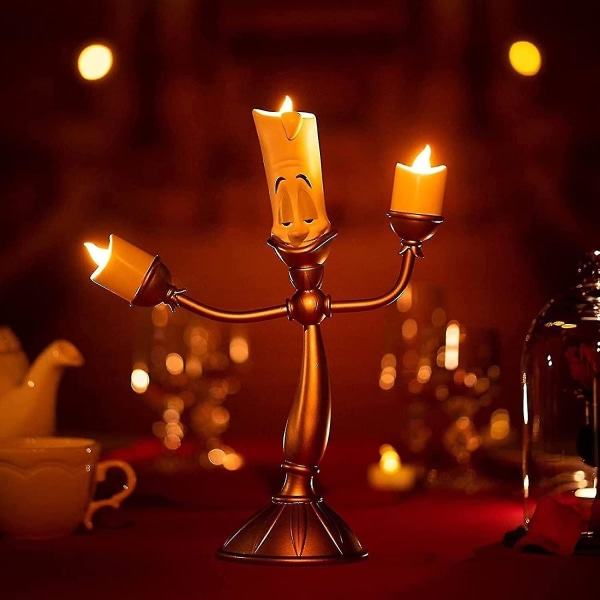 Kellokynttilä Beauty and the Beast -kynttilänjalka Lumiere Led-kynttilänjalka hääpöytään, joulujuhliin, kodin sisustukseen Aespa
