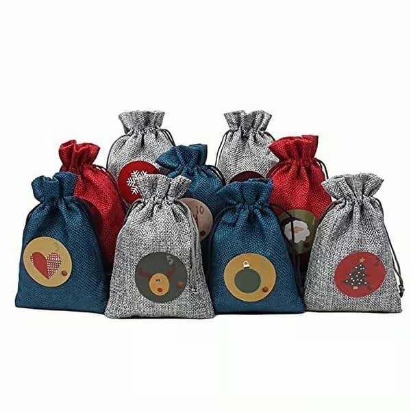 Lollanda DIY Adventskalender 2026 - 24 fyllbara julväskor med nummerlappar 1-24, julkalender för barn, kvinnor och män