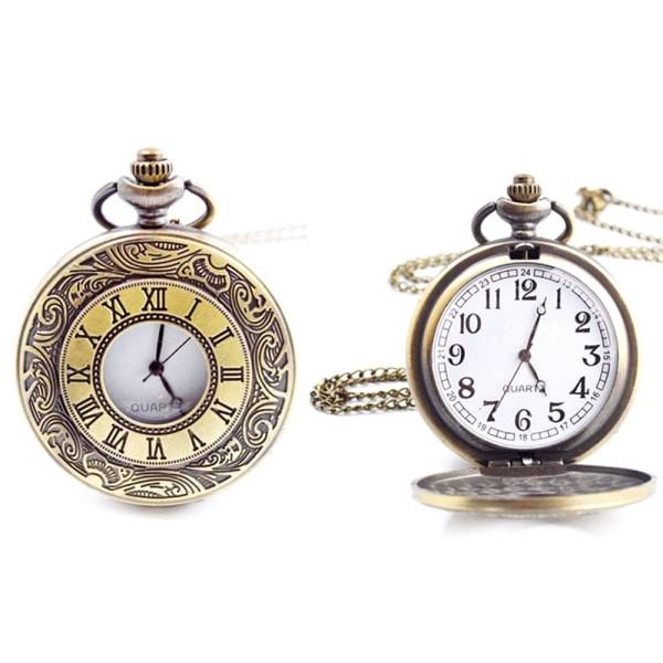 Steampunk-tyyliä oleva vintage-taskukello ketjulla
