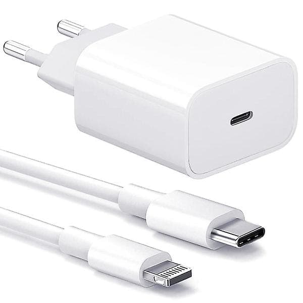 iPhone Oplader - Hurtig Oplader - Adapter + Kabel 20W USB-C 2 stk 2 stk 2Pcs
