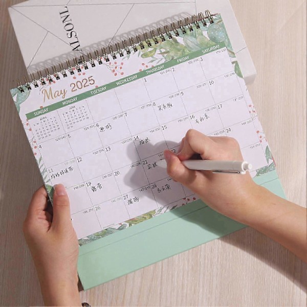 2025 Skrivbords kalender 12 månader Stående Flip Kalender Desktop Stå Upp Kalender Daglig Livsplanerare Organizer för Kontor Kök Klassrum Green