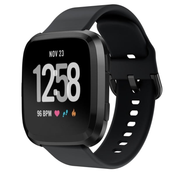 Silikon Armbånd Fitbit Versa/Versa 2 - Sort Sort Sort